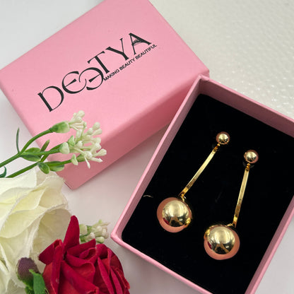 Two in One Earring Stud and Hoop 18K Yellow Gold Plated