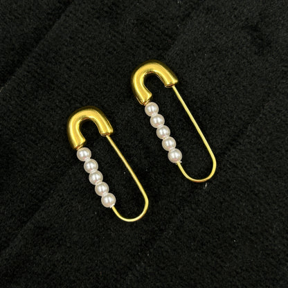 Safety Pin Earring 18K Yellow/White Gold Plated