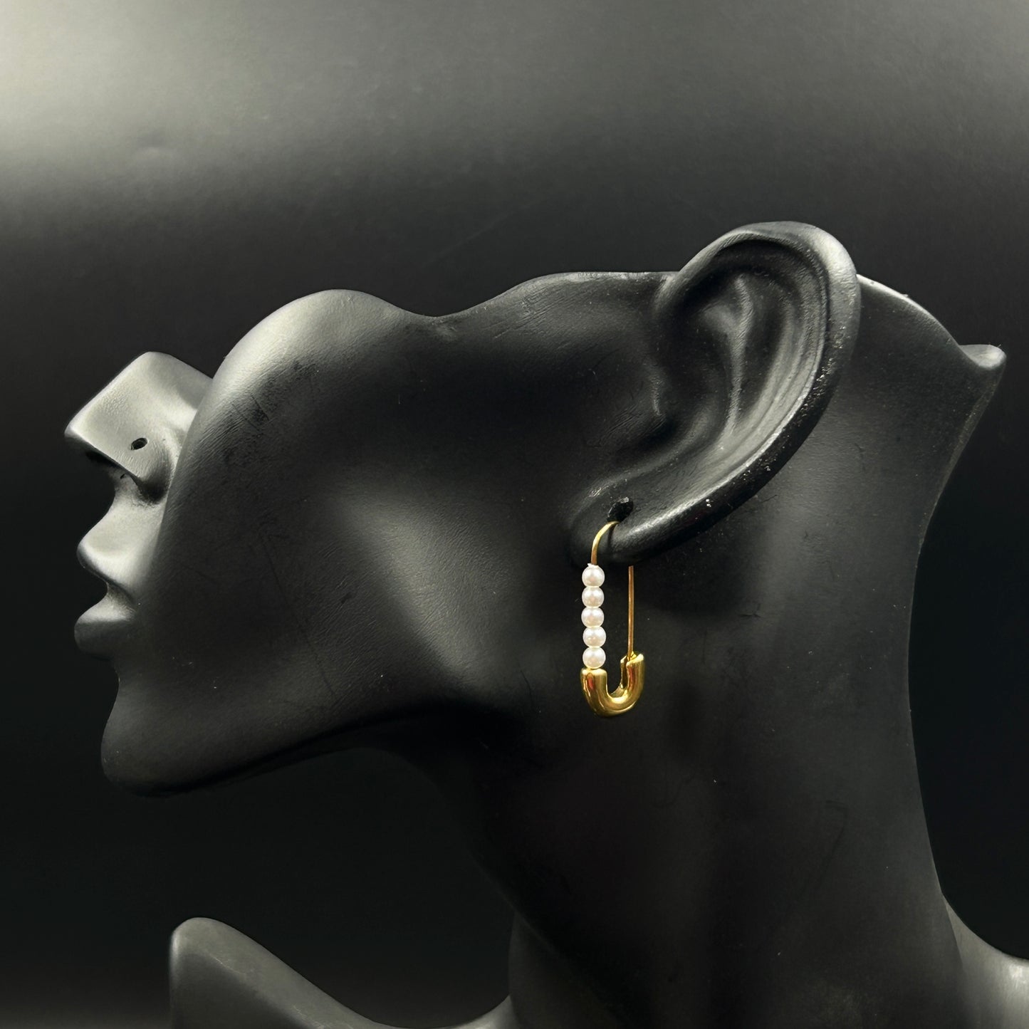 Safety Pin Earring 18K Yellow/White Gold Plated