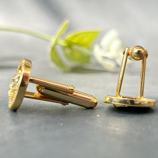 Men's Yellow Gold Cufflink - Silver Cufflink