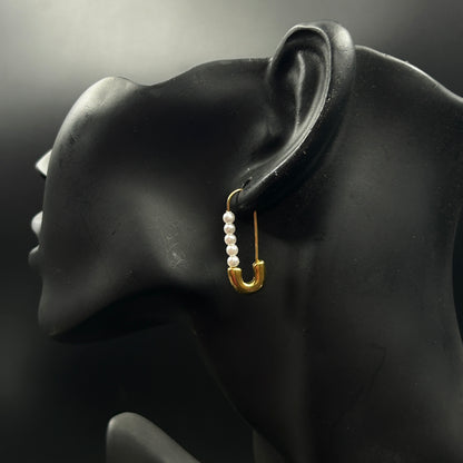 Safety Pin Earring 18K Yellow/White Gold Plated