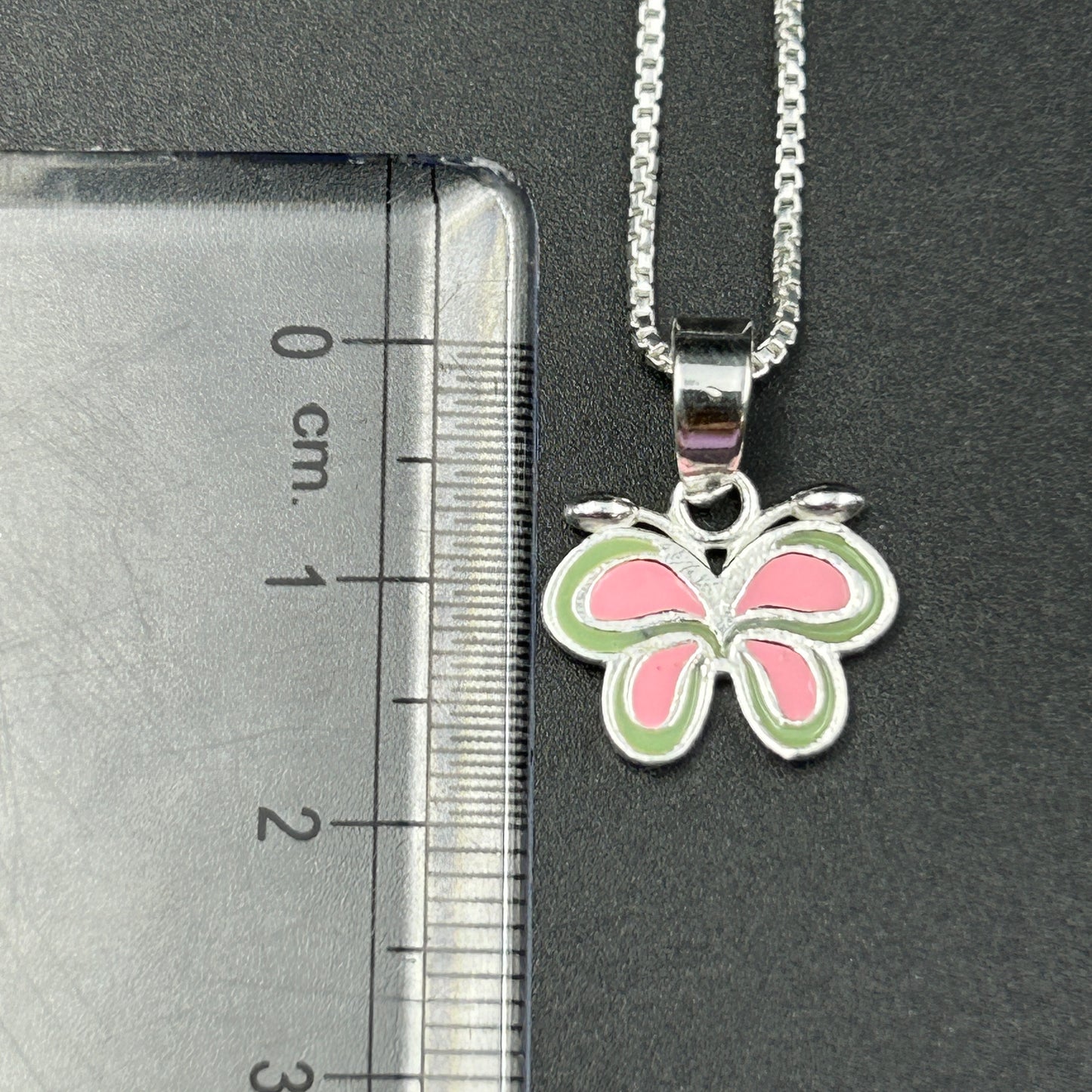 Silver Pendant - Butterfly Pendant (Pink)