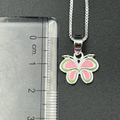 Silver Pendant - Butterfly Pendant (Pink)