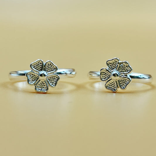Silver Flower Toe Ring - Sterling Silver Toe Rings