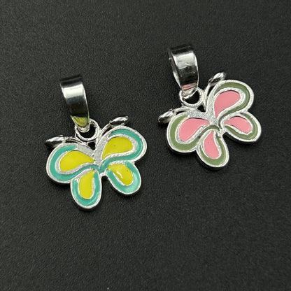 Silver Pendant - Butterfly Pendant (Pink)