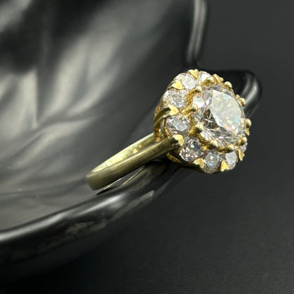 Women's Silver Ring - Yellow Gold Floral Ring