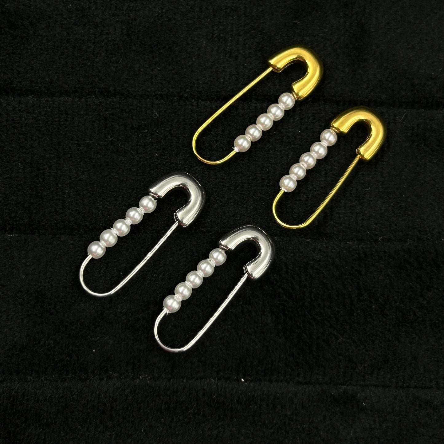 Safety Pin Earring 18K Yellow/White Gold Plated