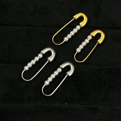 Safety Pin Earring 18K Yellow/White Gold Plated
