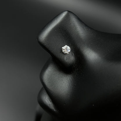 Minimal Diamond Nose Pin - 925 Silver Nose Pin