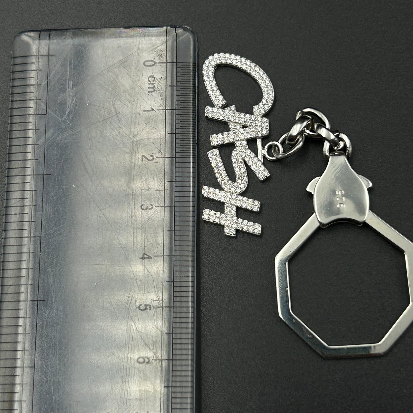 Silver CASH Keychain - Sterling silver Keychain