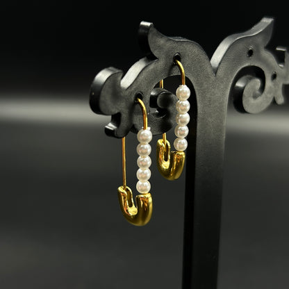 Safety Pin Earring 18K Yellow/White Gold Plated