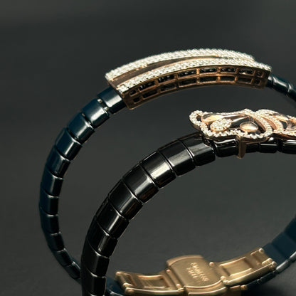 Rose Gold Couple Bracelet - Black Belt