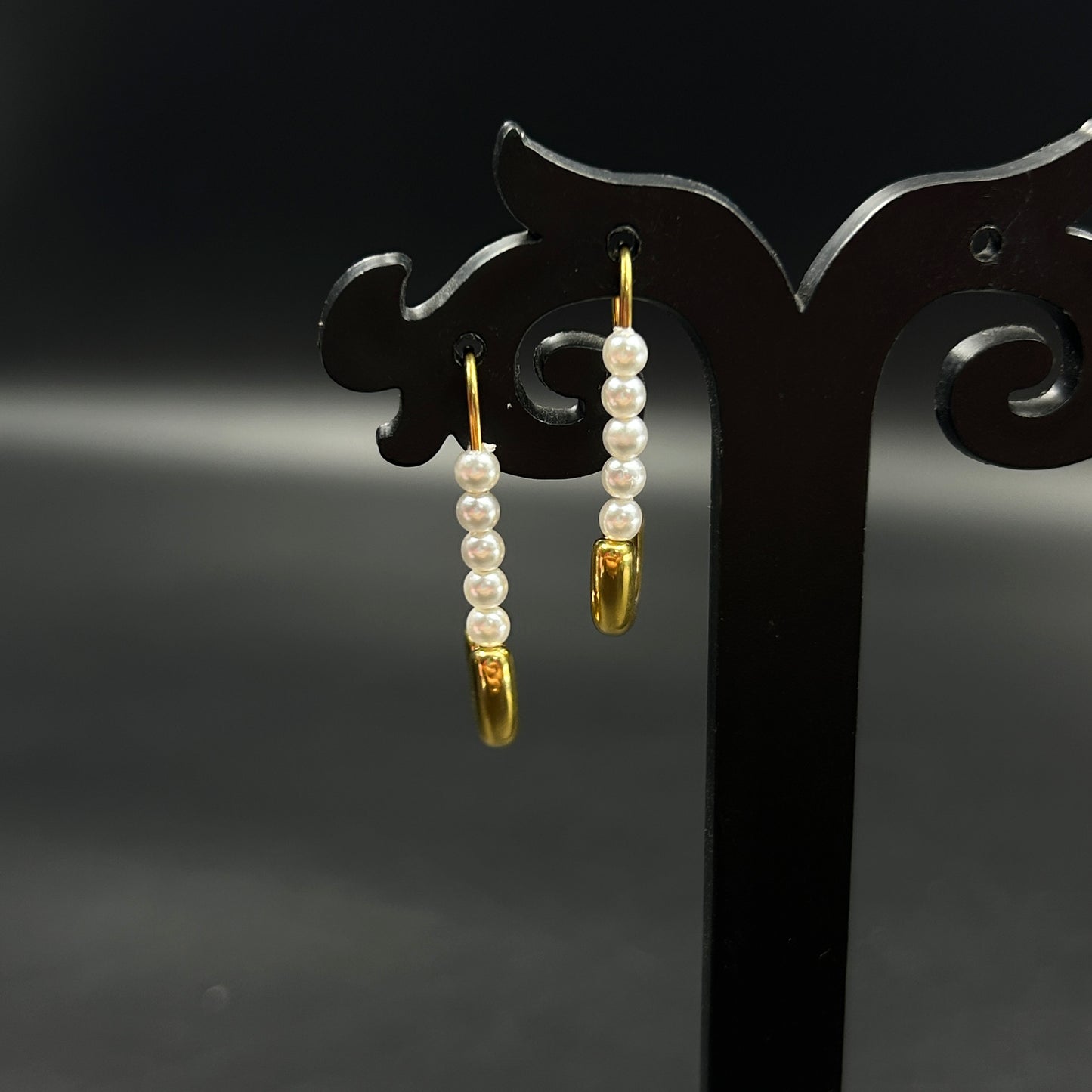 Safety Pin Earring 18K Yellow/White Gold Plated