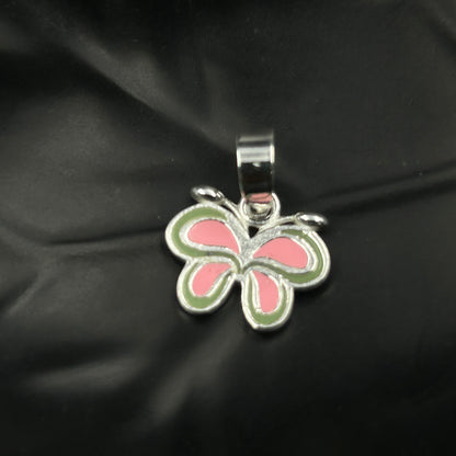 Silver Pendant - Butterfly Pendant (Pink)