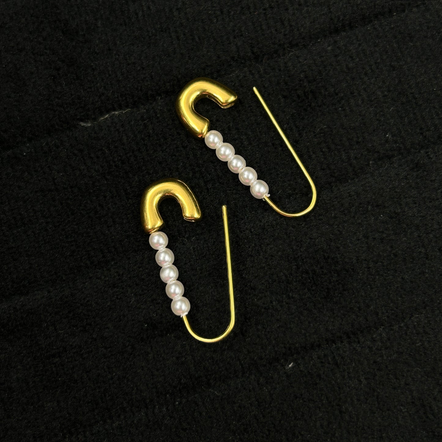 Safety Pin Earring 18K Yellow/White Gold Plated