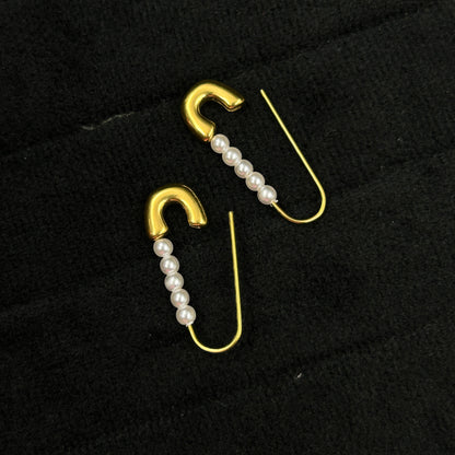Safety Pin Earring 18K Yellow/White Gold Plated