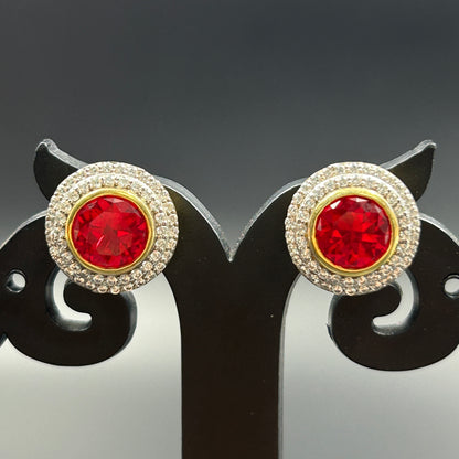 Red Ruby Earring - Silver Earrings