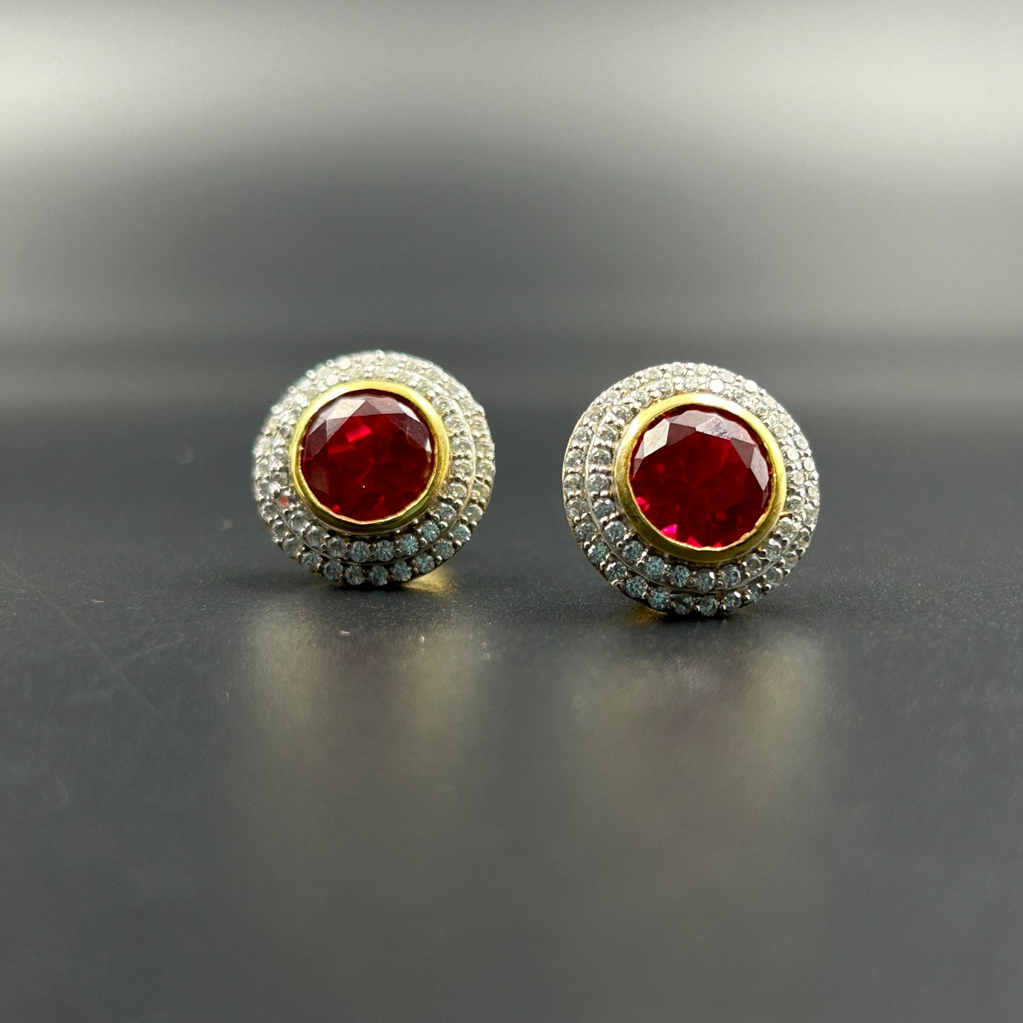 Red Ruby Earring - Silver Earrings