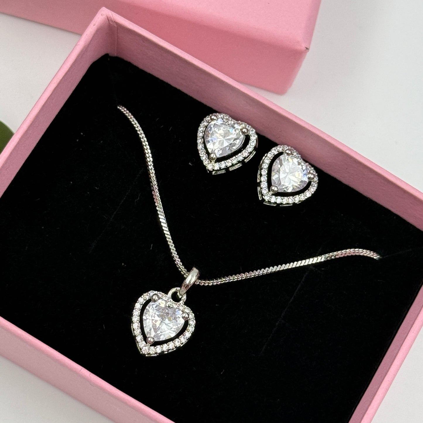 Heart Pendant Set 18k Gold Plated Pendant with Earrings