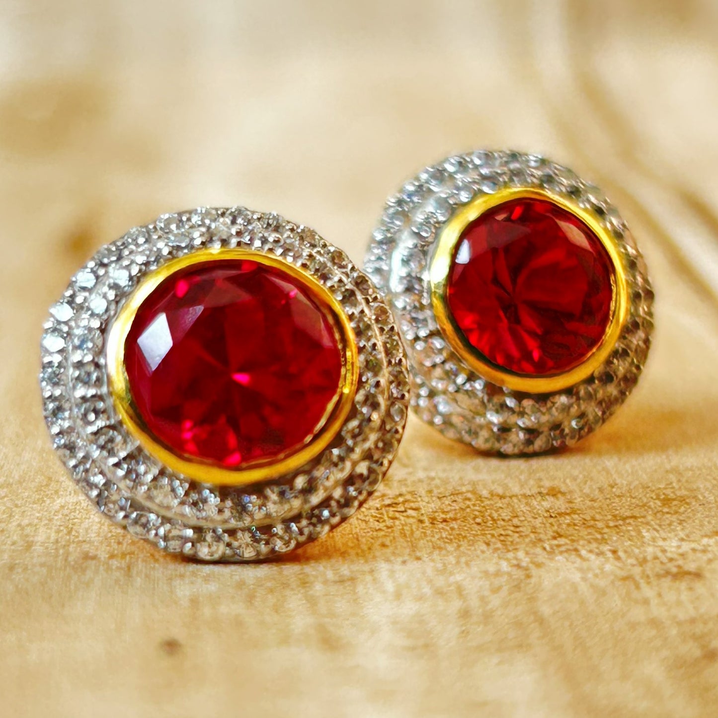 Red Ruby Earring - Silver Earrings