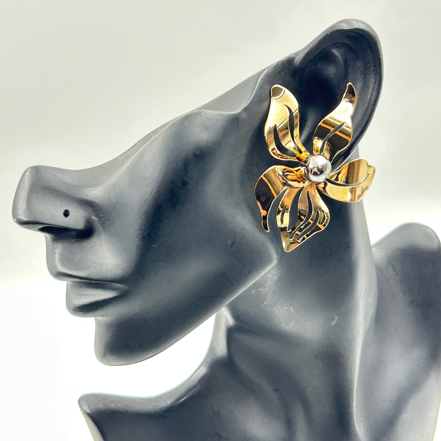 18K Yellow Gold Plated BIG Flower Earring Cocktail Earring