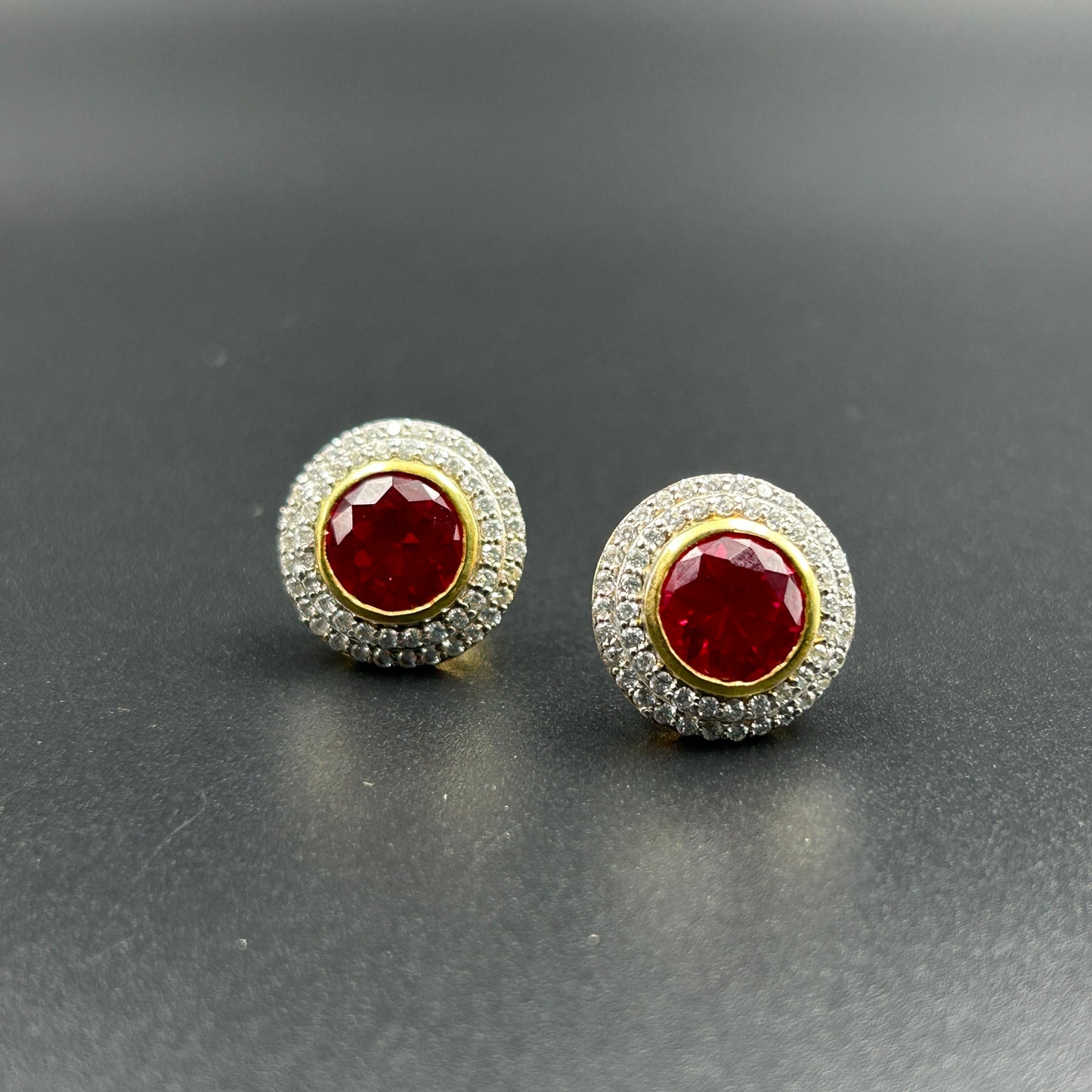 Red Ruby Earring - Silver Earrings