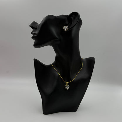 Heart Pendant Set 18k Gold Plated Pendant with Earrings