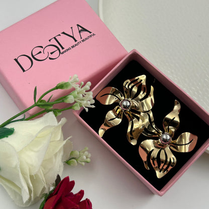 18K Yellow Gold Plated BIG Flower Earring Cocktail Earring