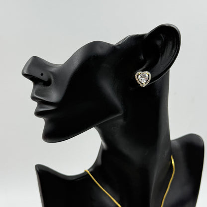 Heart Pendant Set 18k Gold Plated Pendant with Earrings