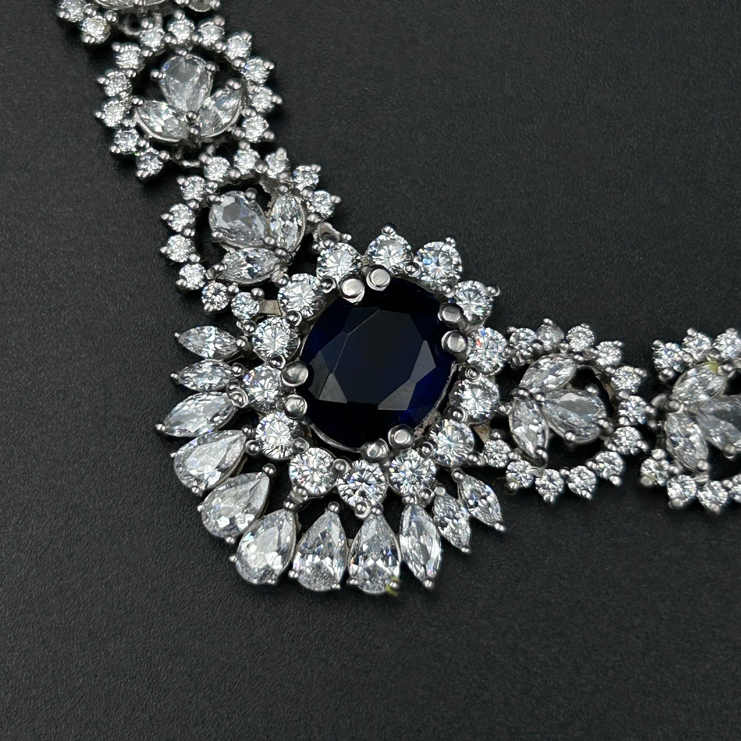 Blue Sapphire Necklace - Pure Silver