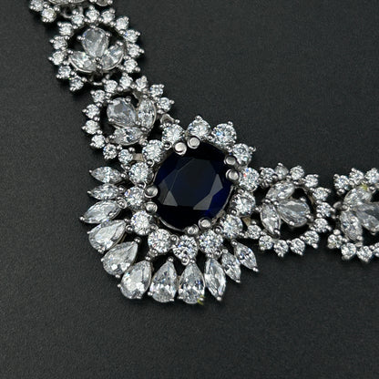 Blue Sapphire Necklace - Pure Silver