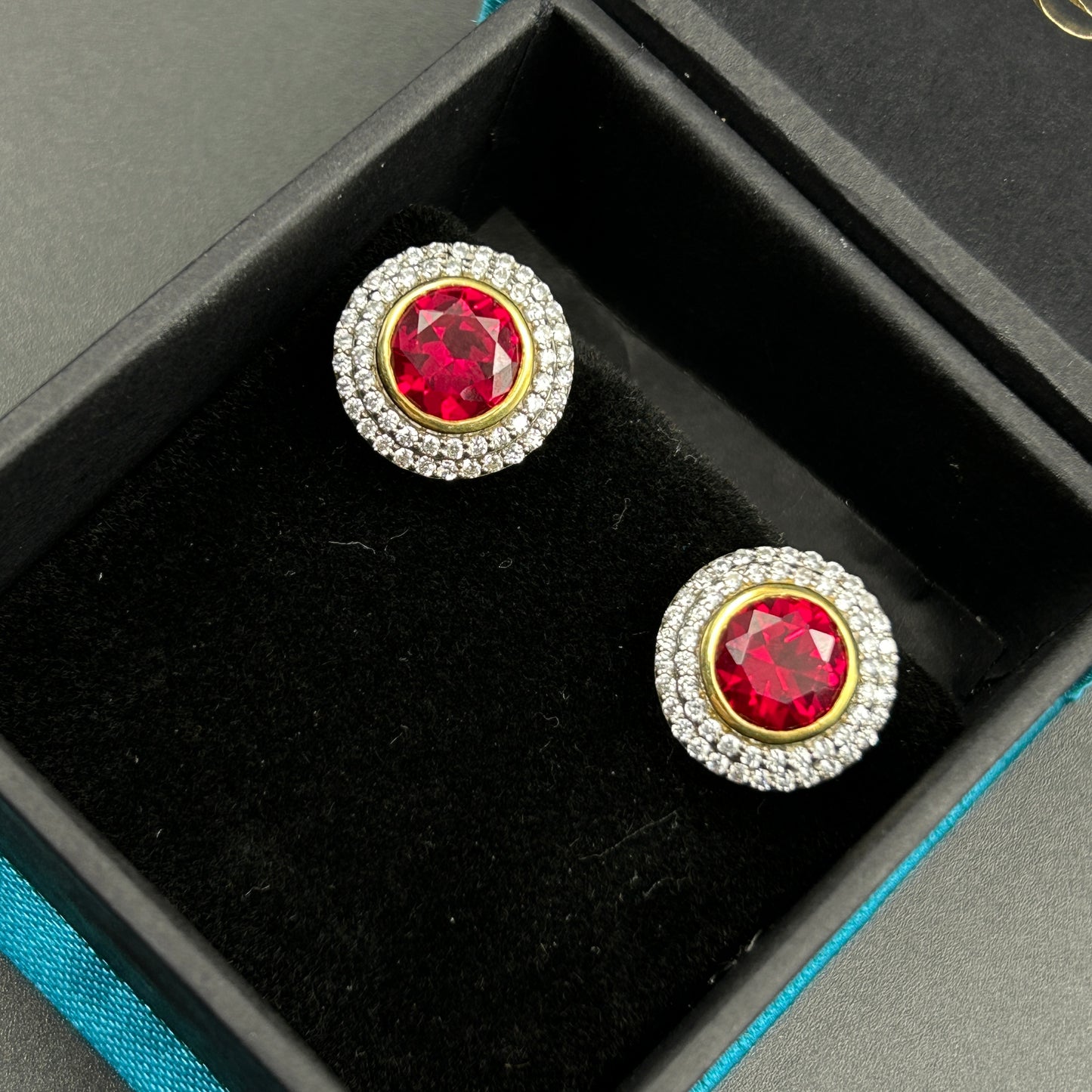 Red Ruby Earring - Silver Earrings