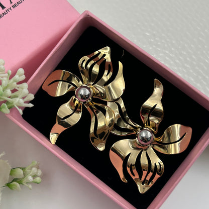18K Yellow Gold Plated BIG Flower Earring Cocktail Earring