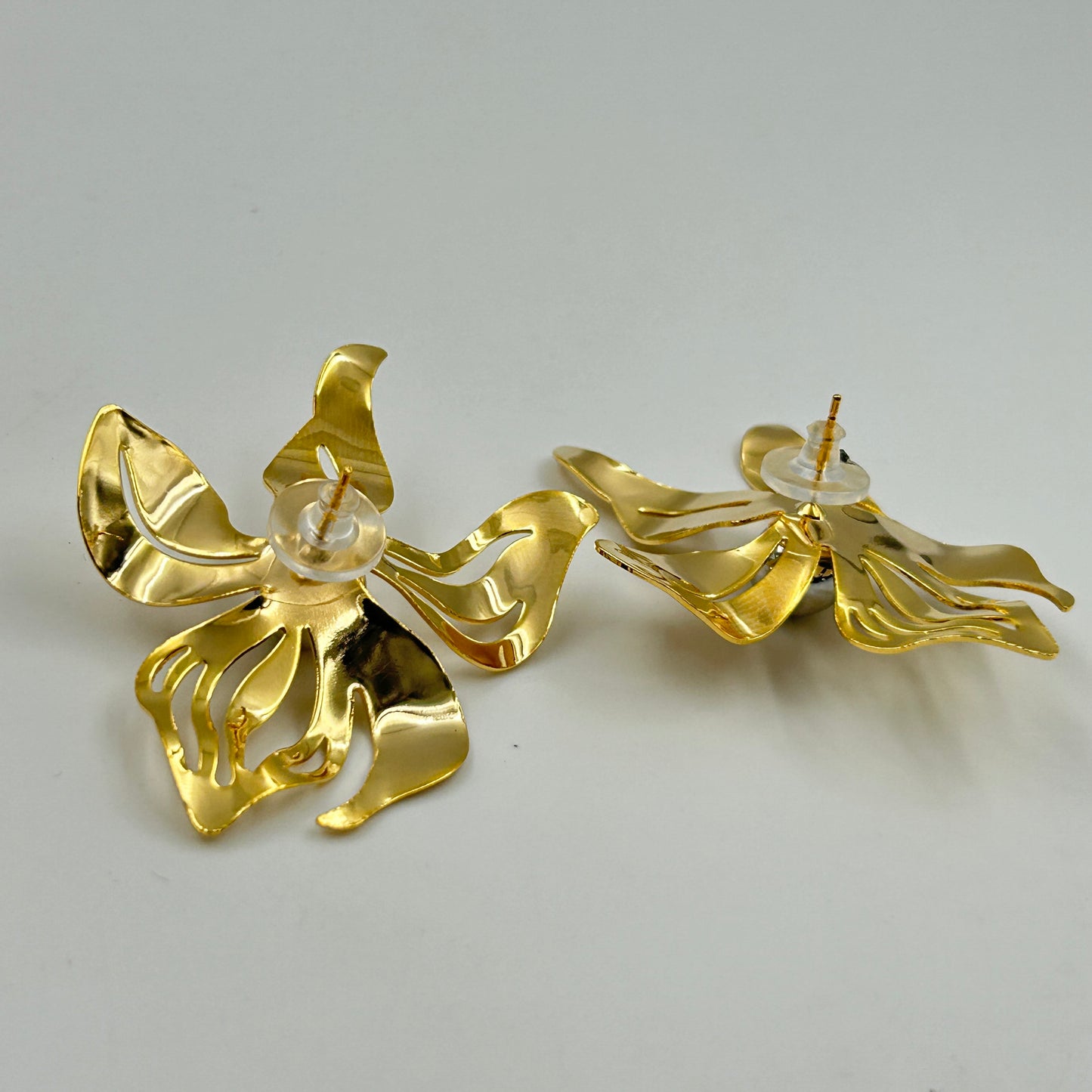 18K Yellow Gold Plated BIG Flower Earring Cocktail Earring