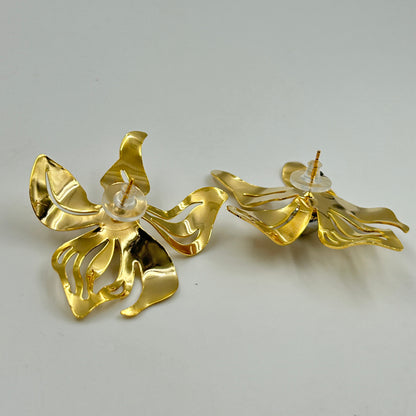18K Yellow Gold Plated BIG Flower Earring Cocktail Earring