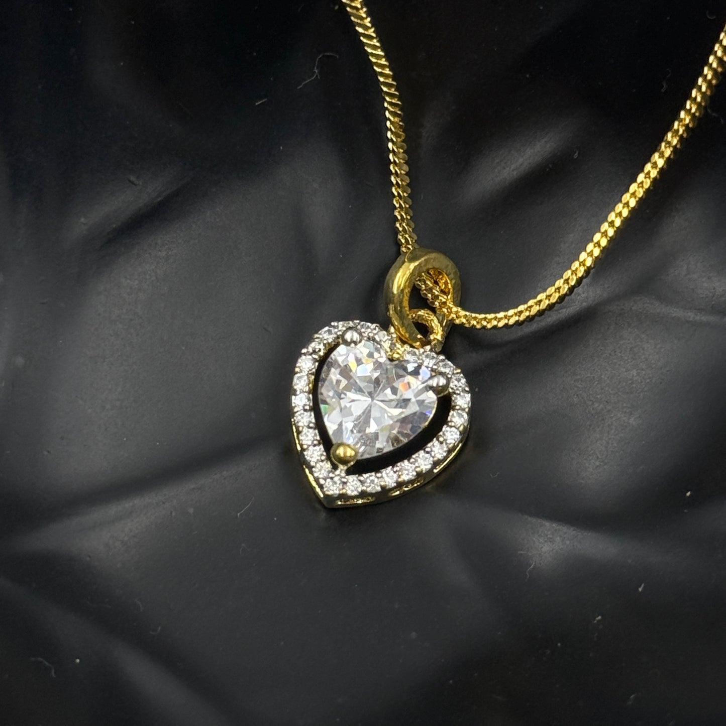 Heart Pendant Set 18k Gold Plated Pendant with Earrings