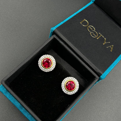 Red Ruby Earring - Silver Earrings