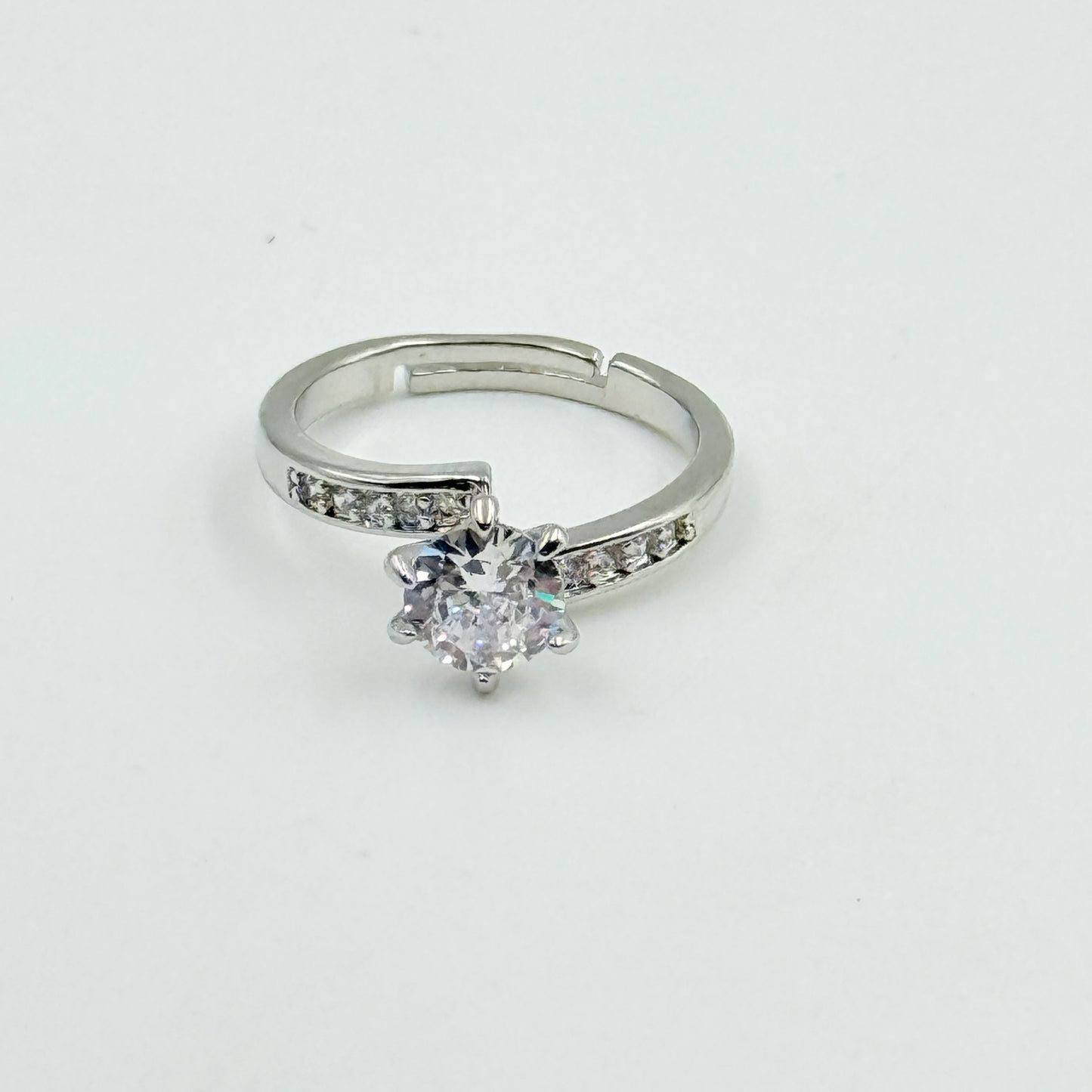 Solitaire Tension Ring 18k White Gold Plated