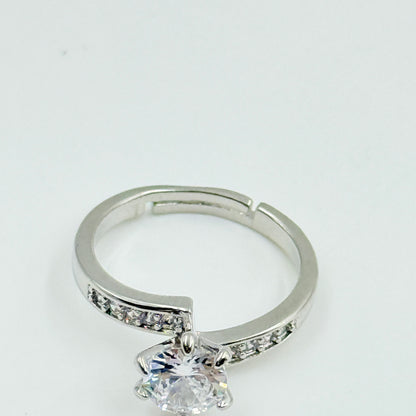 Solitaire Tension Ring 18k White Gold Plated