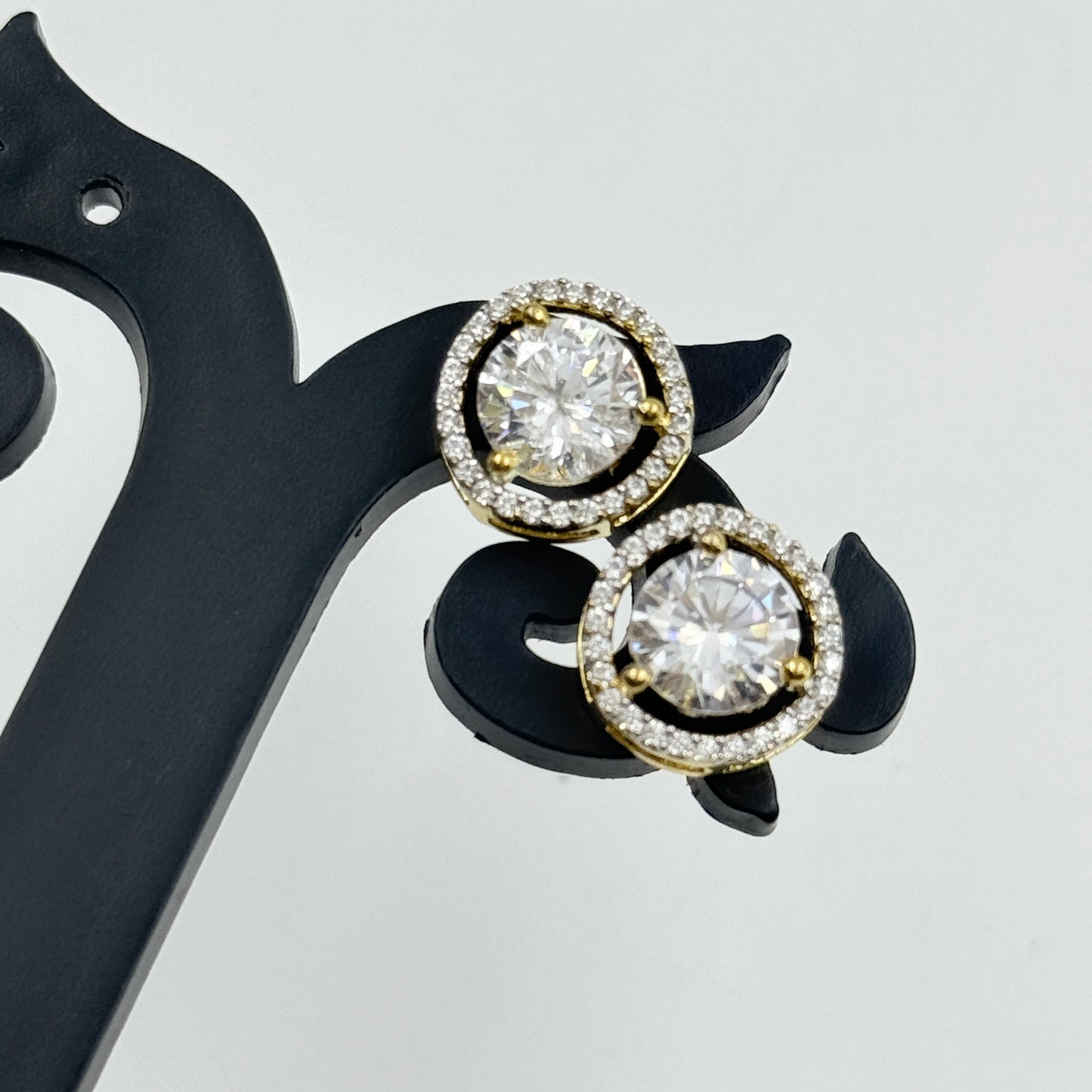 18k Gold Plated Solitaire Pendant with Earrings - Pendant Set