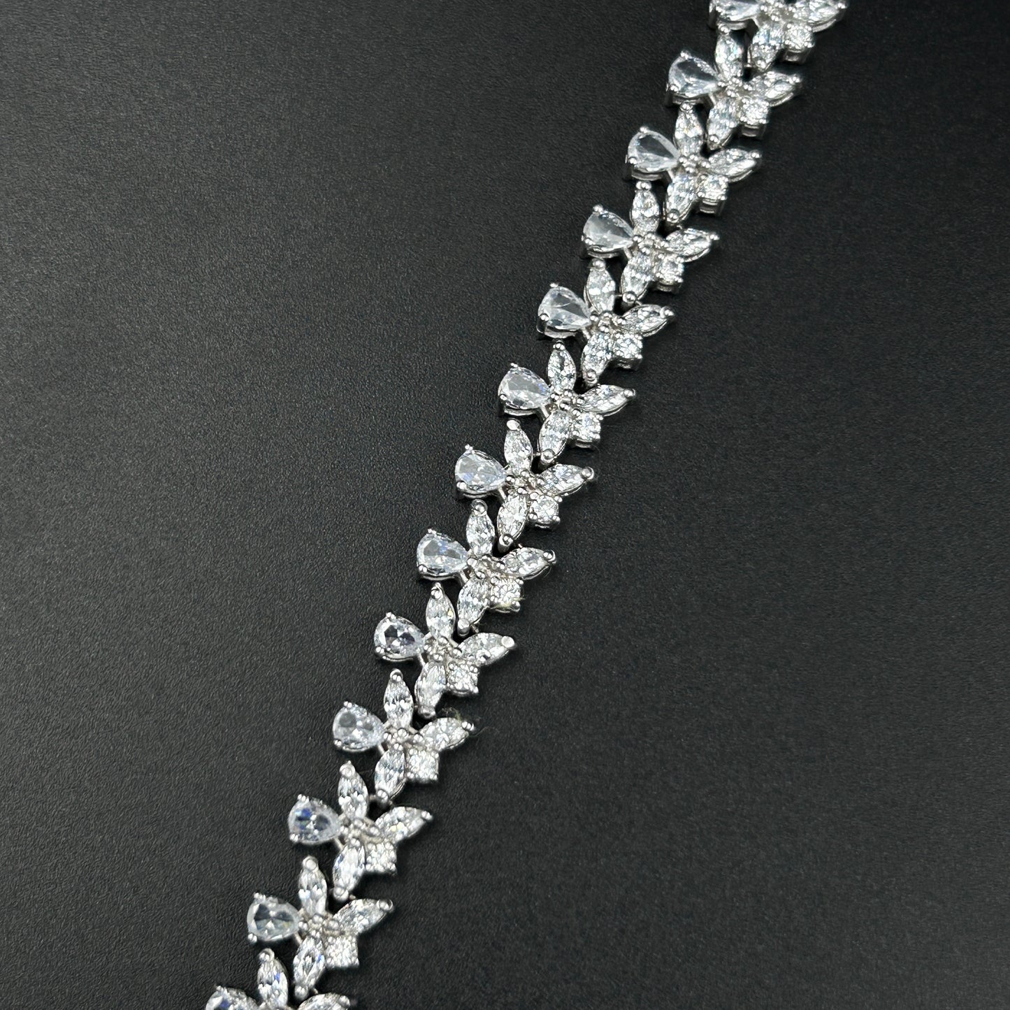 Women's Floral Blue Sapphire Necklace  - Pure Silver