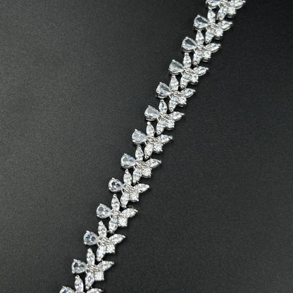 Women's Floral Blue Sapphire Necklace  - Pure Silver