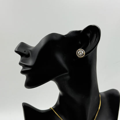 18k Gold Plated Solitaire Pendant with Earrings - Pendant Set
