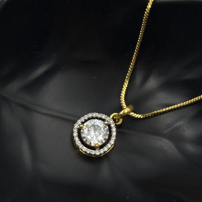 18k Gold Plated Solitaire Pendant with Earrings - Pendant Set
