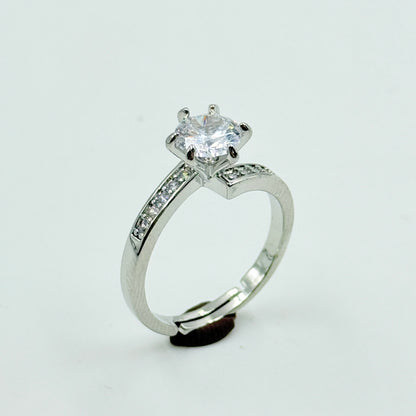 Solitaire Tension Ring 18k White Gold Plated