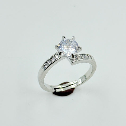 Solitaire Tension Ring 18k White Gold Plated