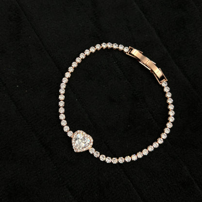 Heart Solitaire 18k Gold Plated Bracelet