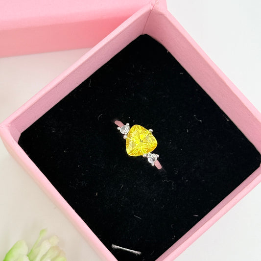 Women’s Yellow Diamond Ring 18k Gold Plated