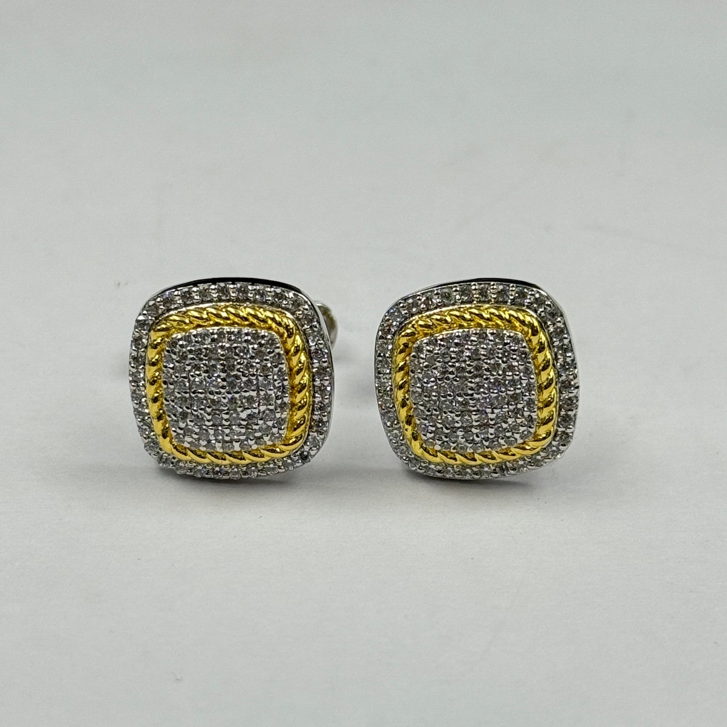 Yellow and White Cufflink for Men - Sterling Silver
