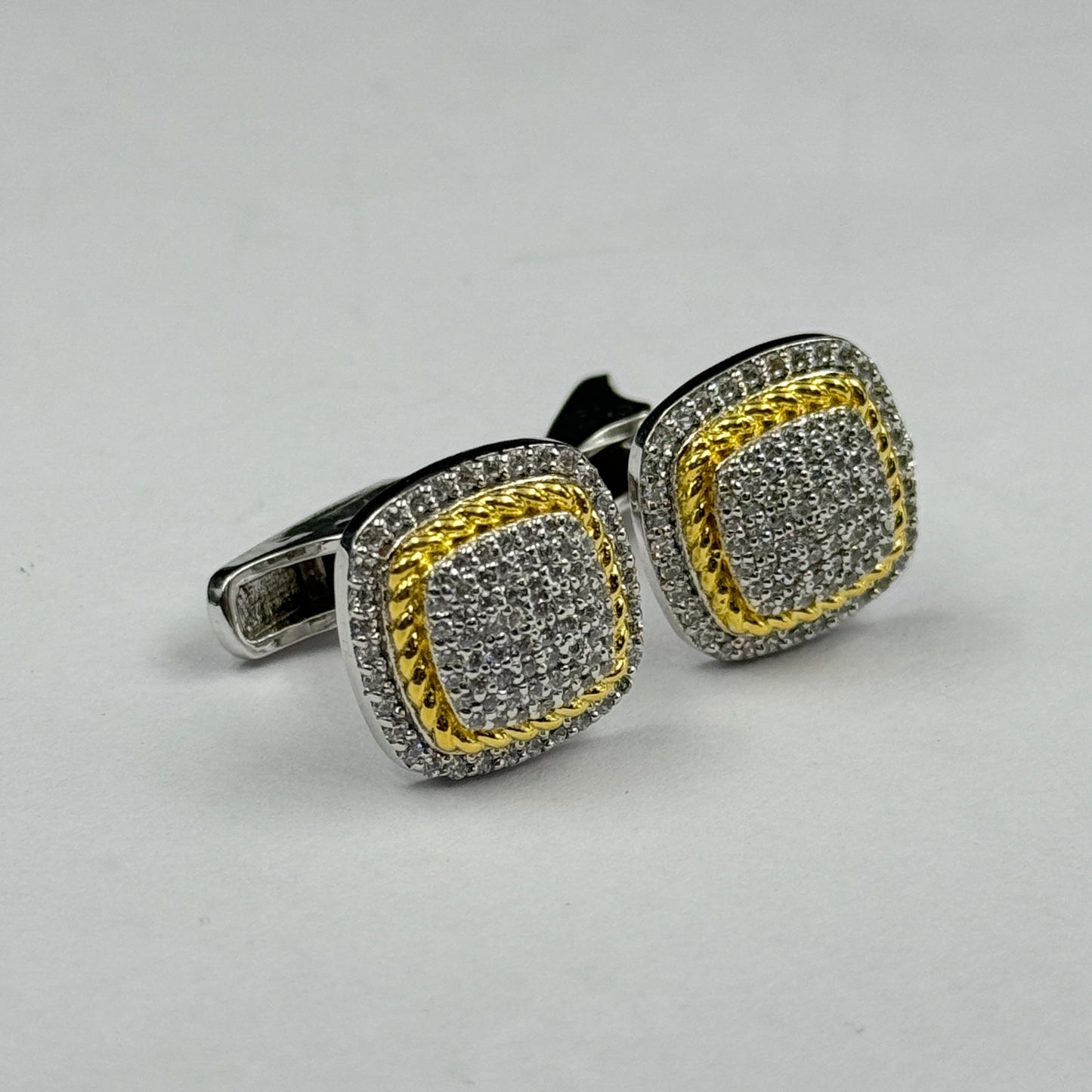 Yellow and White Cufflink for Men - Sterling Silver